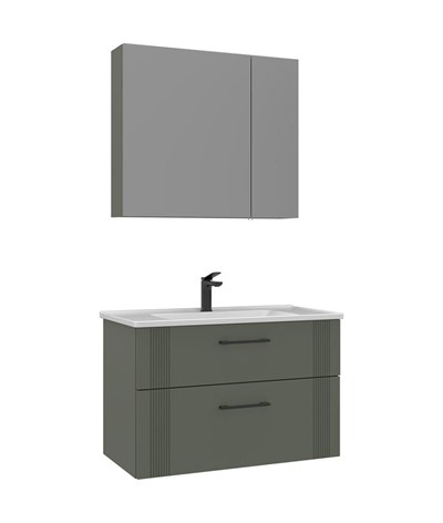 Orka Bari 85 cm Banyo Dolabı Takımı Mat Yeşil