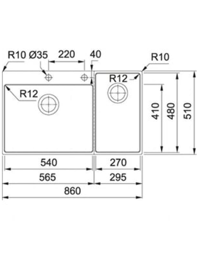 FRANKE BOX CENTER BWX 220-54-27 TEZGAHÜSTÜ EVYE