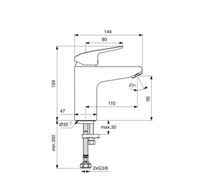 İdeal Standard B1714AA Ceraflex Grande Lavabo Bataryası-Chrome-