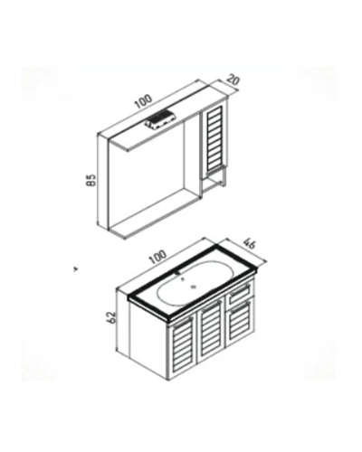 Orka Perge 100 cm Banyo Dolabı Takım Parlak Beyaz
