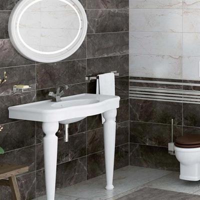 Efes Lavabo, 100 cm Orta Armatür Delikli, Su Taşma Delikli