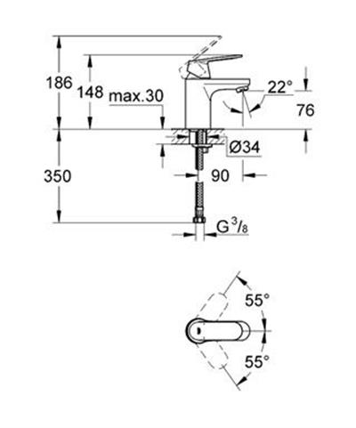Eurocosmo Tek Kumandalı Lavabo Bataryası Krom