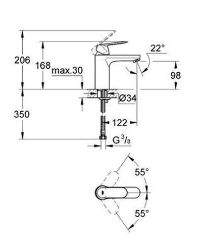 Grohe Lavabo Bataryası Eurosmart Cosmo M-Boyut Krom-23327000