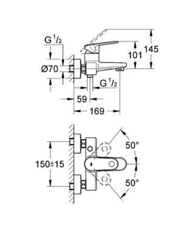 Europlus Tek Kumandalı Banyo Bataryası Krom