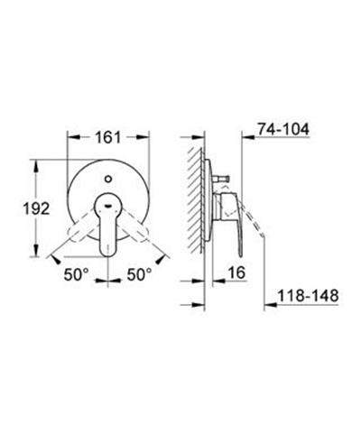 Grohe 19506002 Eurostyle Cosmopolitan Ankastr Banyo/Duş Bataryası Krom