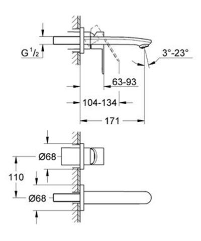 Grohe 19571002 Eurostyle Cosmopolitan İki Delikli Lavabo Bataryası Krom