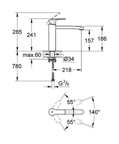 Grohe 31159002 Eurostyle Cosmopolitan Tek Kumandalı Eviye Bataryası Krom