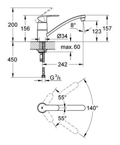 Grohe 33977002 Eurostyle Cosmopolitan Tek Kumandalı Eviye Bataryası Krom