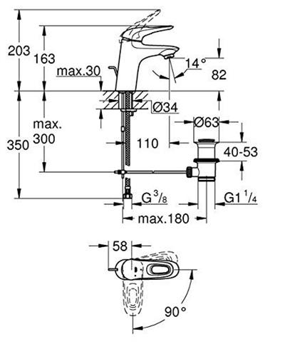 Grohe 23374003 Eurostyle  Tek kumandalı lavabo bataryası  S Boyut 