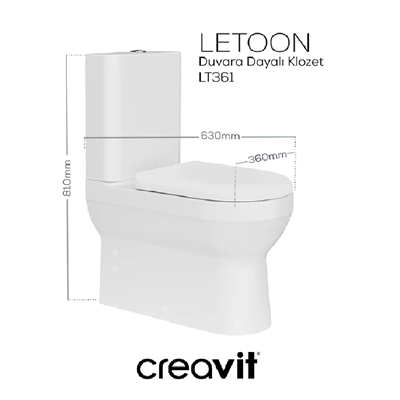Creavit LT361 Letoon Rim-Off Kanalsız Duvara Dayalı klozet Seti
