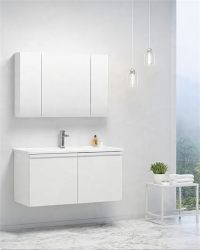Orka Terme 100 CM Kapaklı Banyo Dolabı Takım Parlak Beyaz