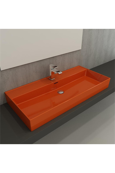 Bocchi Milano Tezgah Üstü Lavabo 100 Cm Parlak Turuncu 1378-012-0126