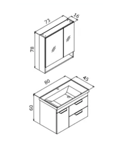 Orka Nova 80 CM Banyo Dolabı Takım Ceviz