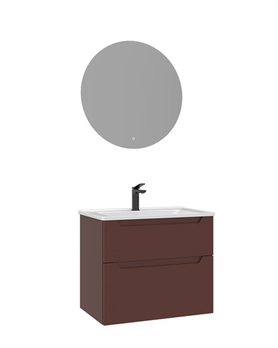 Orka Messina 65 cm Banyo Dolabı Takımı Led Aynalı Mat Kırmızı