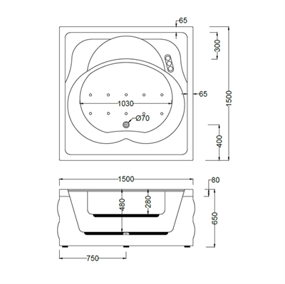 SANACRYL Round Cube Spa & Havuz S453 150x150x65h