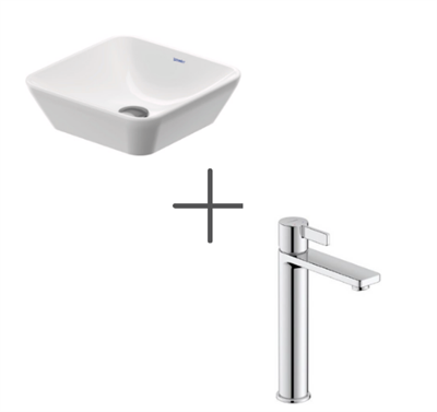 Duravit D-Neo 40 cm kare Çanak Lavabo Ve D-Neo Lavabo Bataryası Large