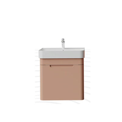 Creavit CO0060.42 Colorit Çekmeceli Lavabo Dolabı 60 cm Ve Oval Ayna  Şeftali Tüyü