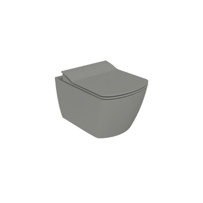 Creavit EG321 Elegant Rim-Off Kanalsız Duroplast Yavaş Kapanan Klozet Kapaklı Cool Grey Set