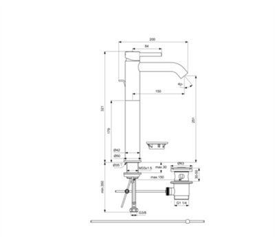 İdeal Standard BC194AA Ceraline Yüksek Lavabo Bataryası-Chrome-Sifon Kumandalı