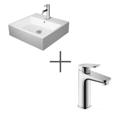 Duravit Vero Air 50 cm Lavabo Ve Wave Lavabo bataryası, Medium