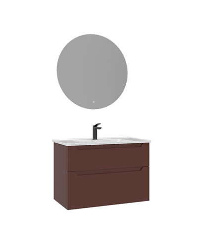 Orka Messina 85 cm Banyo Dolabı Takımı Led Aynalı Mat Kırmızı