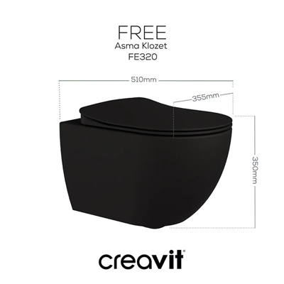 Creavit FE320-00SM00E-0000 Free Asma Klozet Mat Siyah