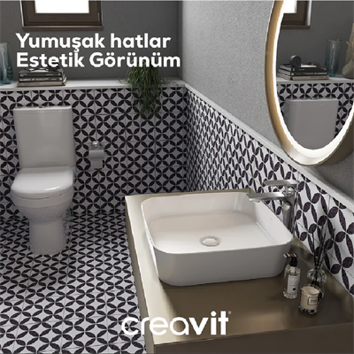 Creavit LT361 Letoon Rim-Off Kanalsız Duvara Dayalı klozet Seti