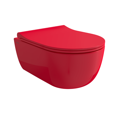 BOCCHİ V-TONDO RİMLESS ASMA KLOZET PARLAK KIRMIZI ve KAPAK
