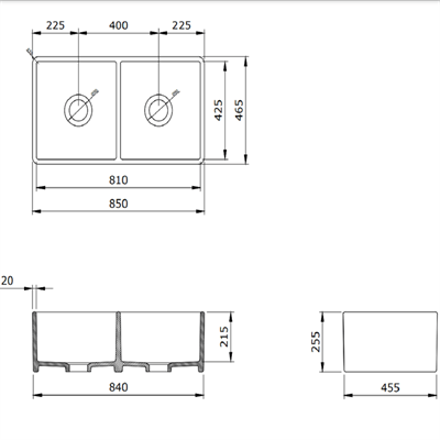Bocchi Lavello Seramik Mutfak Eviyesi 85 cm Mat Kahve 1139-025-0120