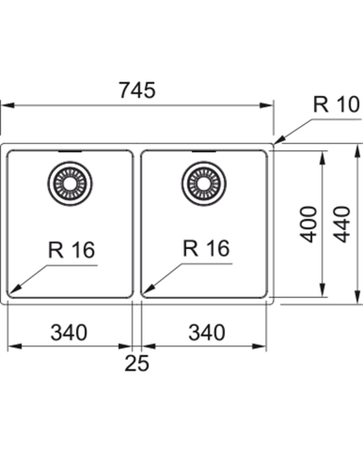 Franke Maris MRX 120-34-34 Tezgahaltı Evye