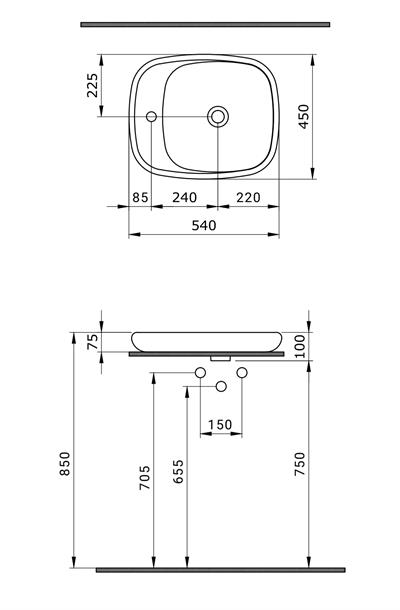 Bocchi Fenice Tezgah Üstü Lavabo P. Siyah 54 cm 1489-005-0126