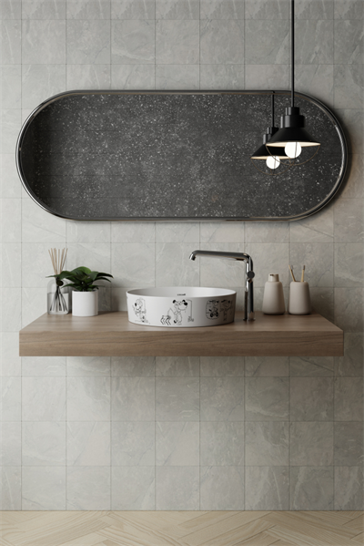 Creavit LP140 Loop Yuvarlak Çanak Lavabo Ø40 cm Karikatür Desen Uygulamalı