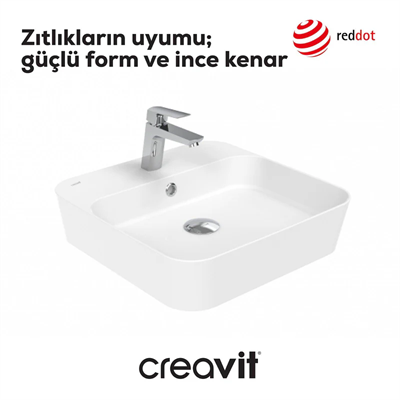 CREAVİT Loop Kare Çanak Lavabo 45 cm LP046