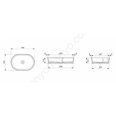 Bocchi Vessel Oval Lavabo 55x38 cm Parlak Beyaz 1521-001-0125