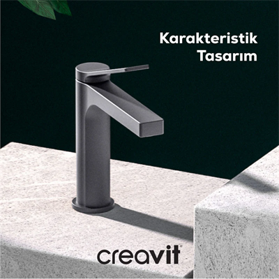 CREAVİT Ritmo Lavabo Armatürü Metalik Gri RT1500GR - HBCV00005AEUI1