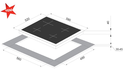 FRANKE NEW SQUARE BLACK GLASS OCAK FHNS 604 4G BK C