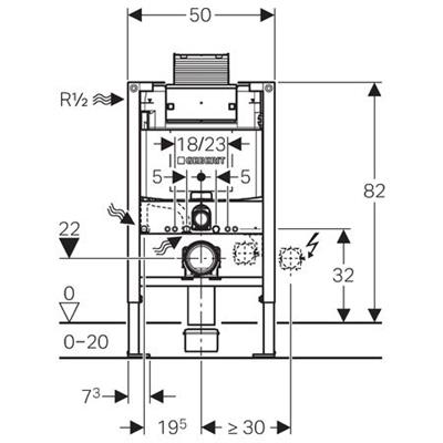 GEBERİT Gömme Rezervuar Omega - 12 cm- Duofix, 82 cm