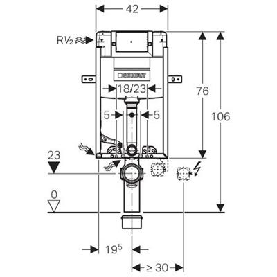 GEBERİT Gömme Rezervuar Omega - 12 cm - Kombifix, 106 cm