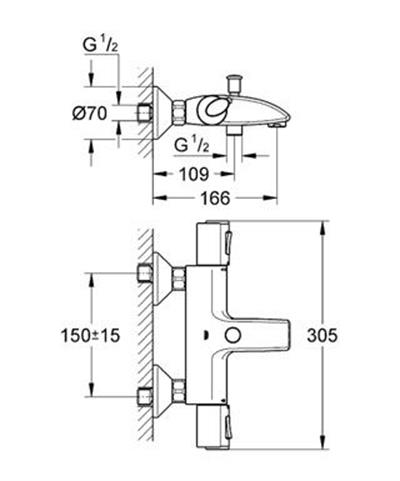 Grohtherm 1000 Termostatik Banyo Bataryası Krom