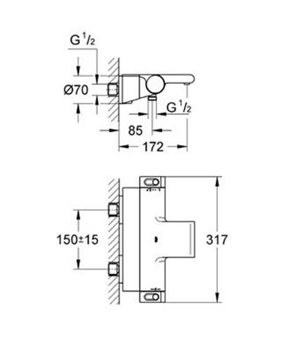 Grohtherm 2000 NEW Termostatik Banyo Bataryası Krom