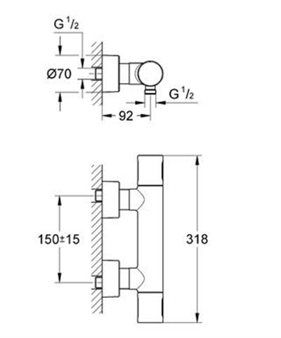 Grohtherm 3000 Cosmopolitan Termostatik Duş Bataryası Krom