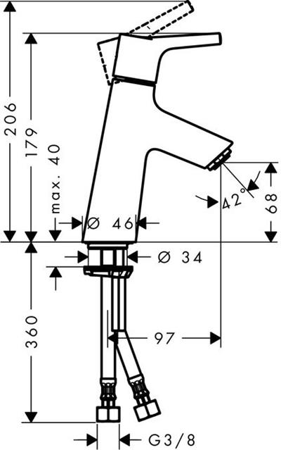Hangrohe Talis Tek Kollu Lavabo Bataryası 80 LowFlow 3,5l/dk.Kumandasız