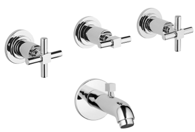 Juno Ankastre banyo bataryası (el duşu çıkışlı-sıva üstü grubu) krom