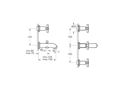 Juno Ankastre banyo bataryası (el duşu çıkışlı-sıva üstü grubu) krom
