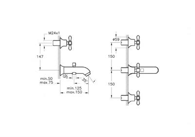 Juno Classic Ankastre banyo bataryası (el duşu çıkışlı-sıva üstü grubu) krom