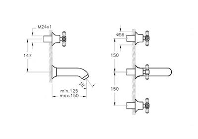 Juno Crystals from Swarovski Ankastre banyo bataryası (sıva üstü grubu) altın