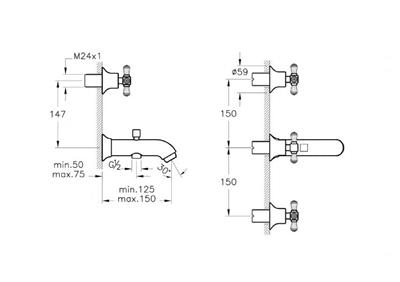 Juno Crystals from Swarovski Ankastre banyo bataryası (el duşu çıkışlı-sıva üstü grubu) krom