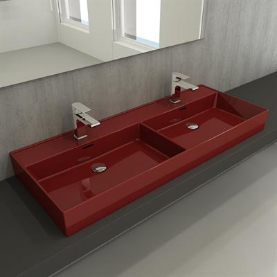 Milano Çift Gözlü Lavabo 120 cm Parlak Kırmızı