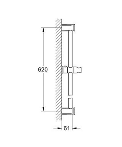 New Tempesta Rustic Duş sürgüsü, 600 mm Krom