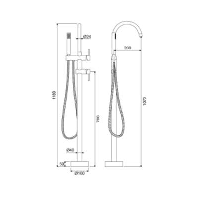 Newarc Step Yerden Banyo Bataryası Mat Siyah 900516B